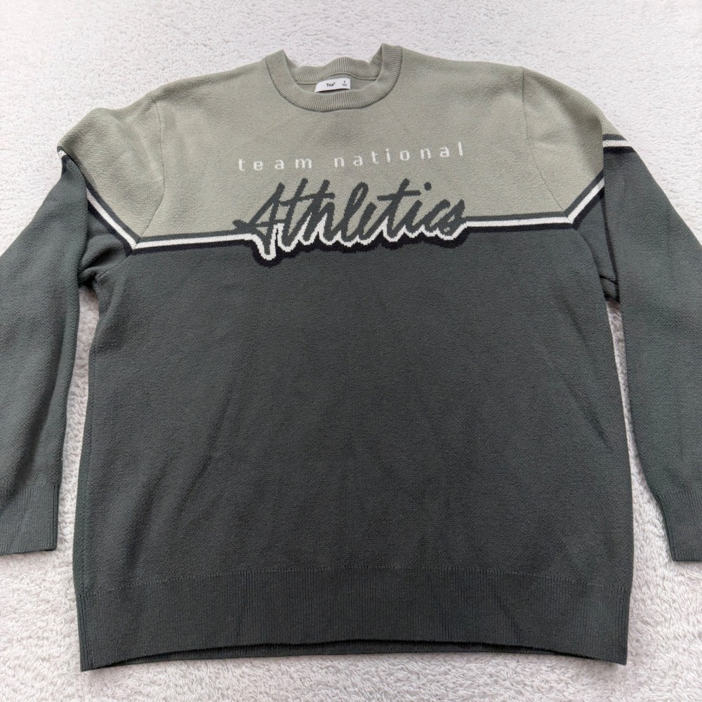 Tna Team National Athletics Sweater Men's Size S Olive Green Knit Pullover‎ Top